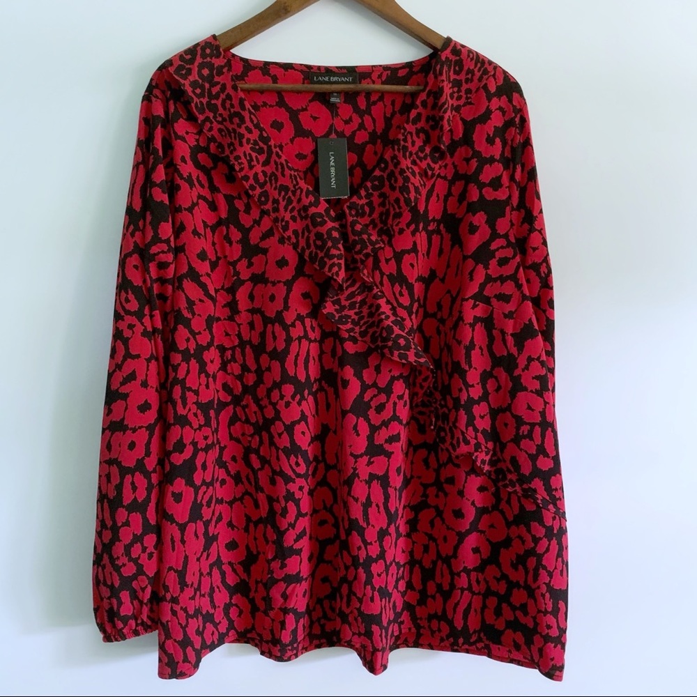 Lane Bryant Women Red Black Printed Blouse